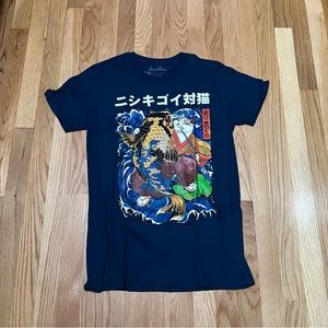 Threadless Japanese koi fish and cat graphic print shirt